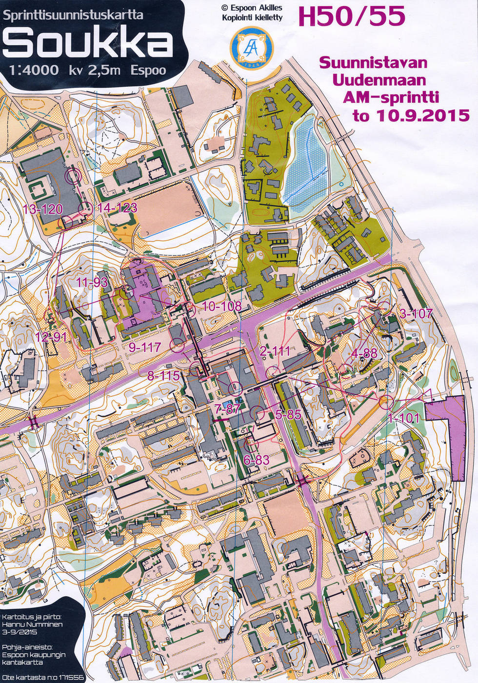 Uudenmaan AM-sprintti, H50, 2,7 km (10/09/2015)